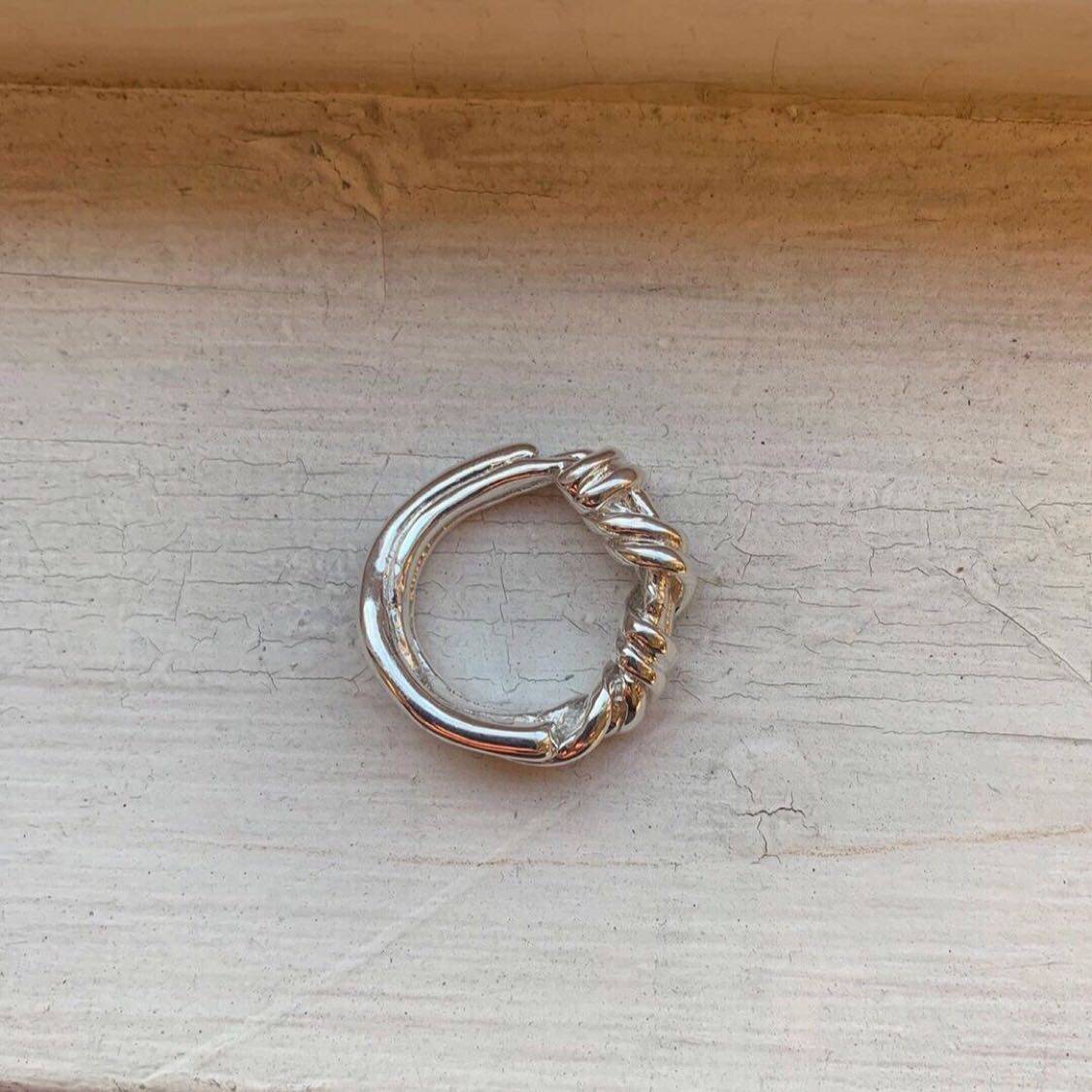 韩国小众独立设计师金银gordianknot18k镀金麻花打结戒指指环