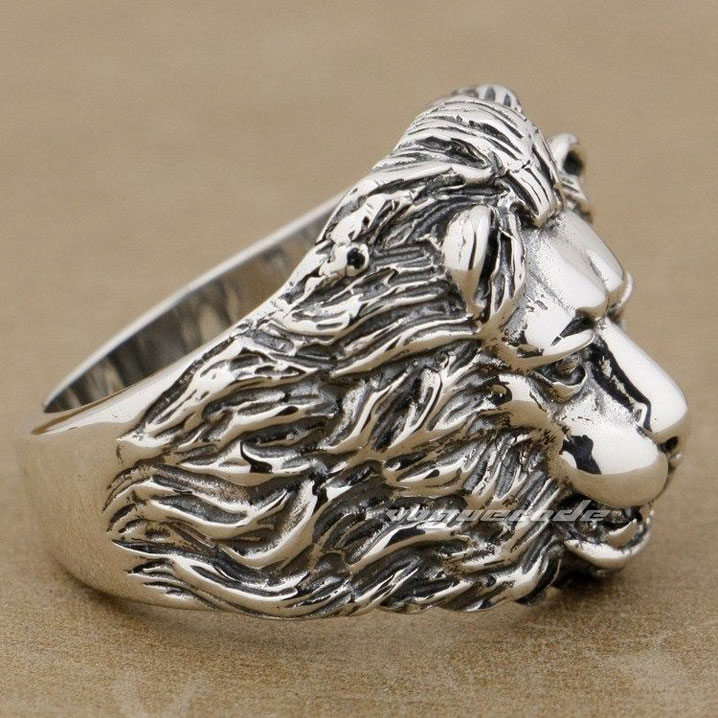 戒指复古s925纯银霸气狮子王个性刻字威猛雄狮戒指