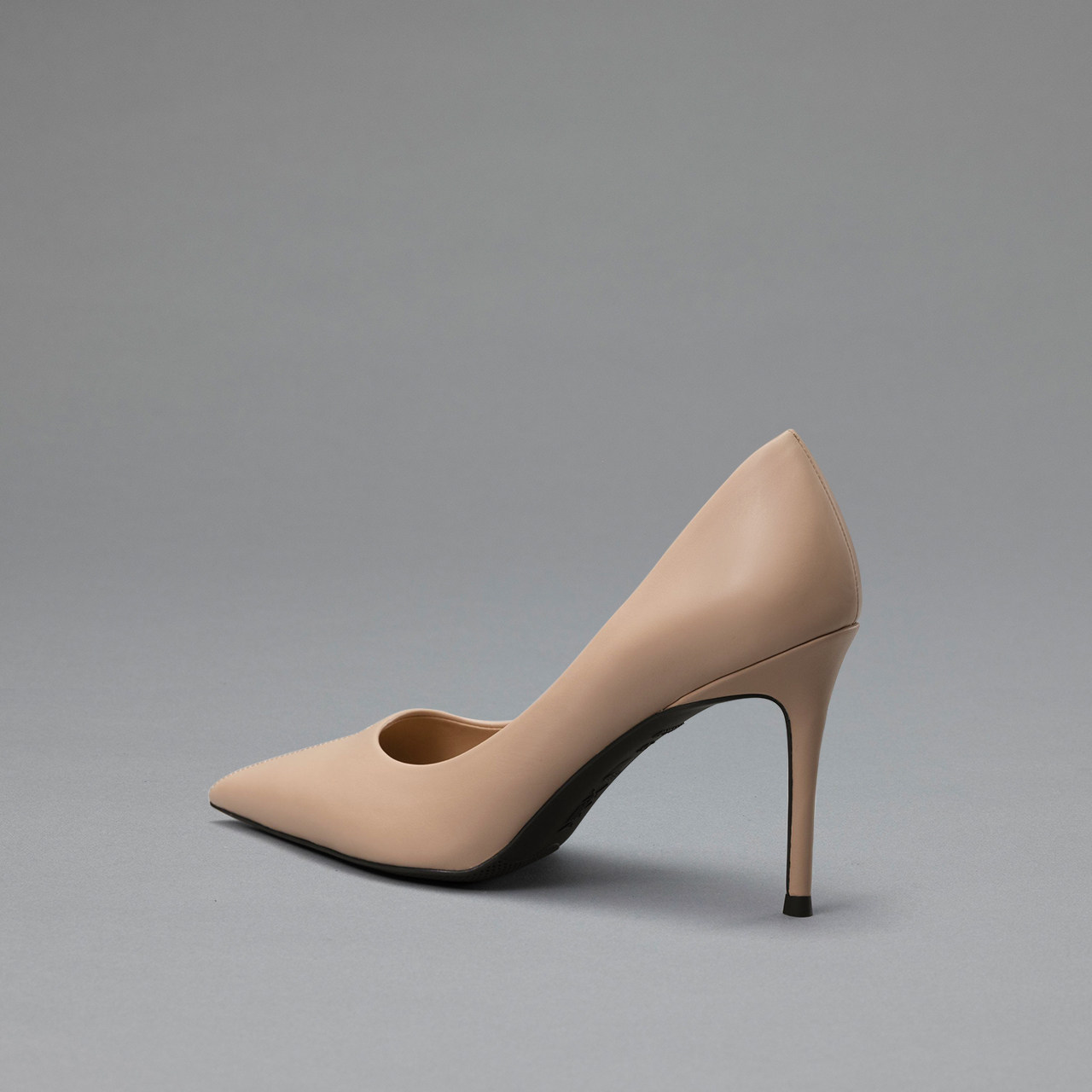 烫社交女鞋杏裸色胎牛皮高跟鞋缝线时尚百搭欧美尖头单鞋子春季