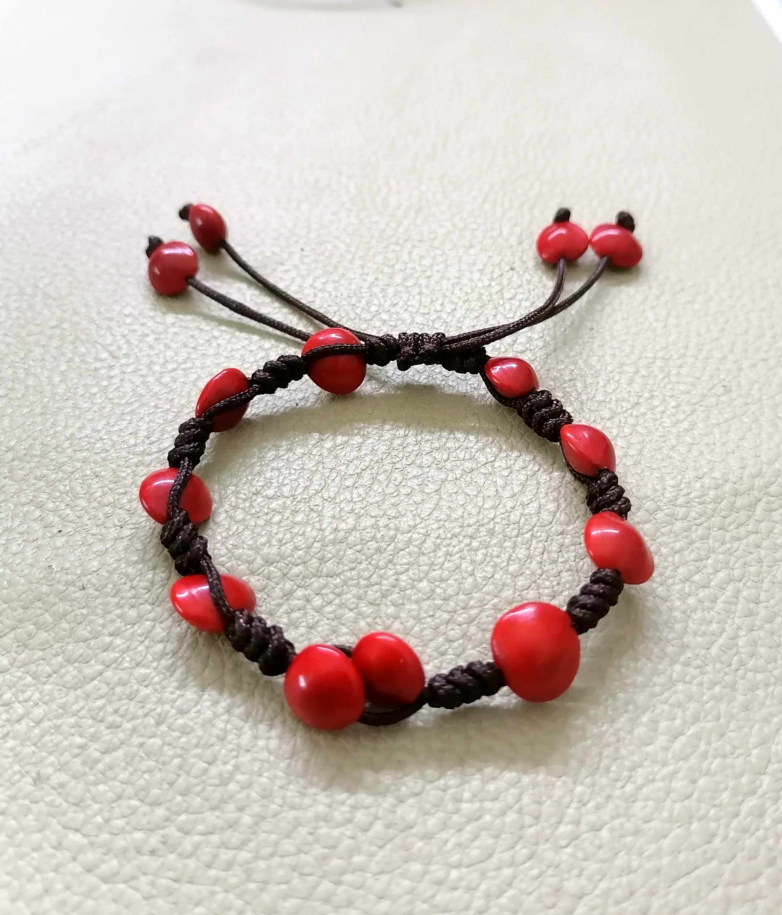 手工编织红豆红豆相思相思豆中国国风古风情侣手链手链