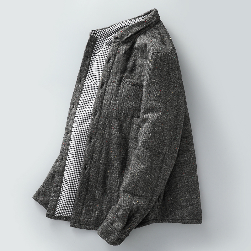 性价比杠杠的！钢化呢面料！秋冬款男士保暖加厚休闲夹棉衬衫外套