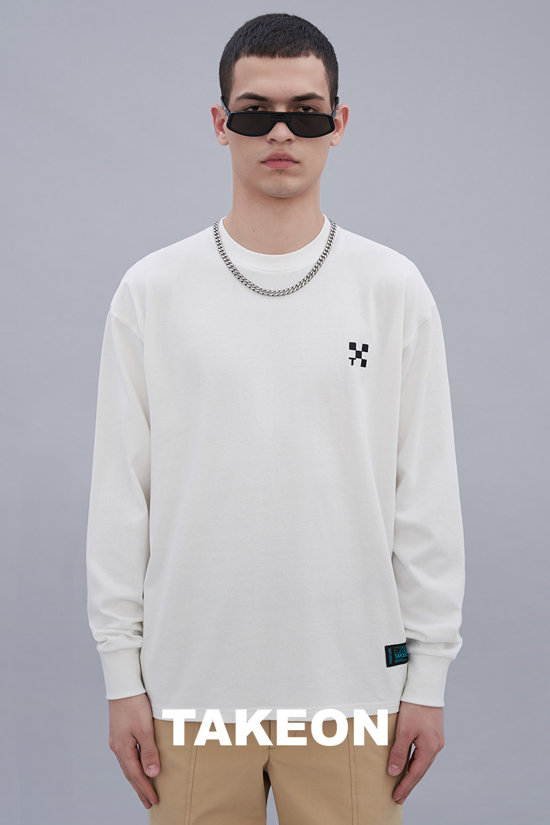 takeon春季休闲时尚圆领套头星系刺绣涂鸦卫衣男女t恤