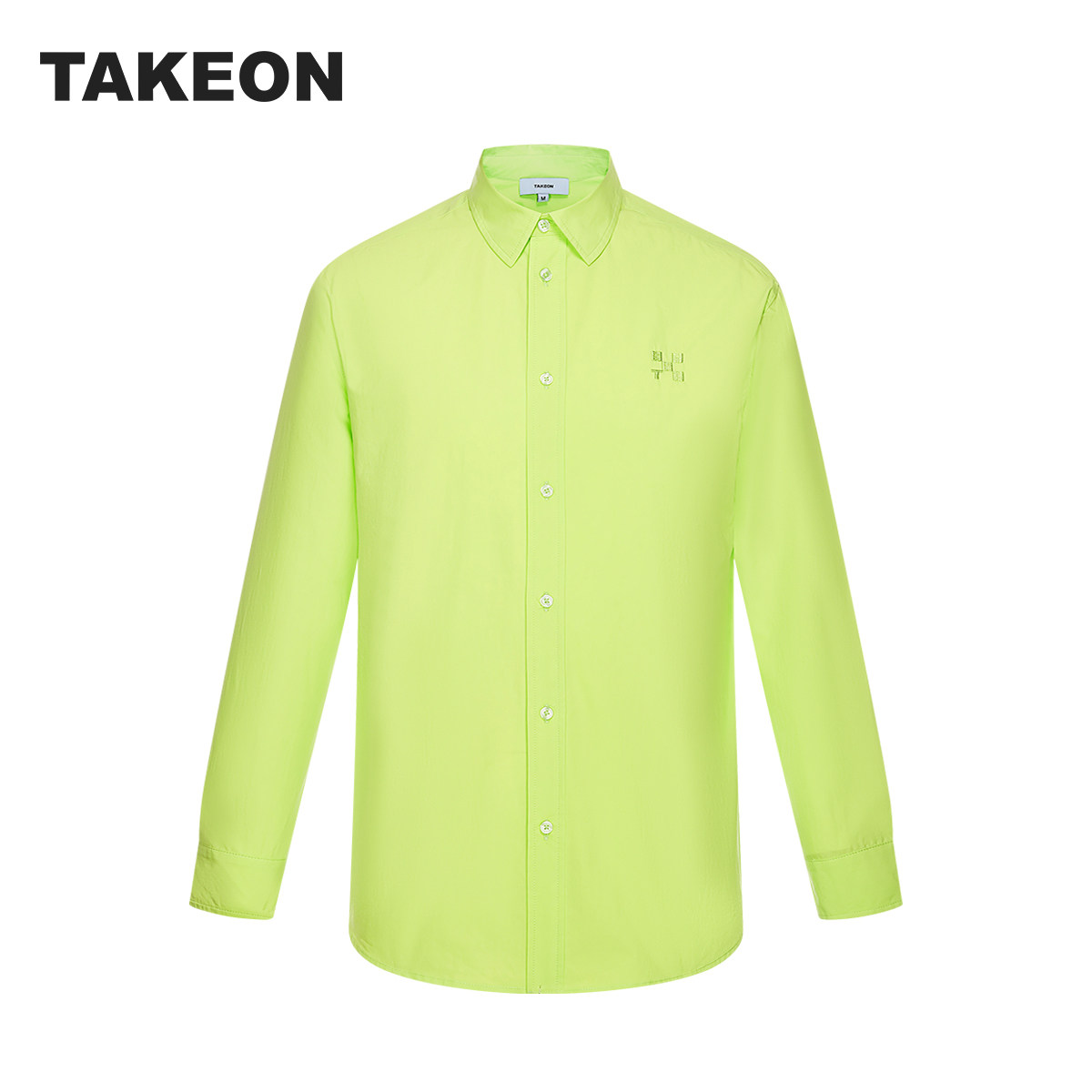 长袖takeon秋冬新款橘色绿色纯棉刺绣衬衫