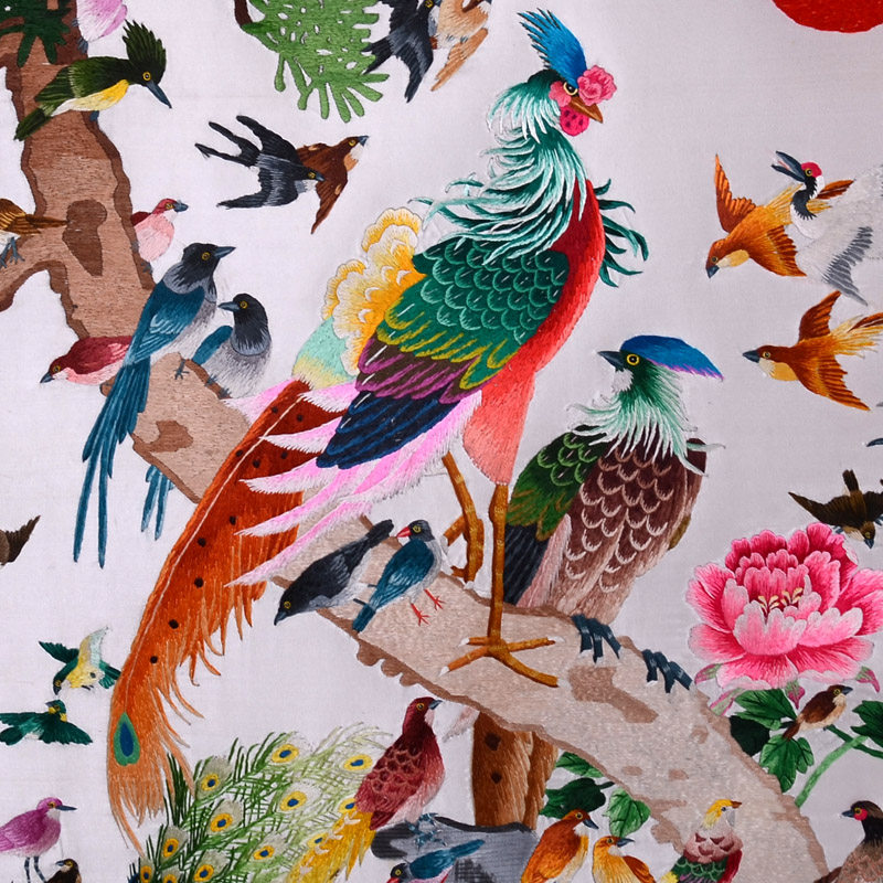 湘绣百鸟朝凰 湖南特色工艺品大幅挂画 居家装饰品公关商务送礼