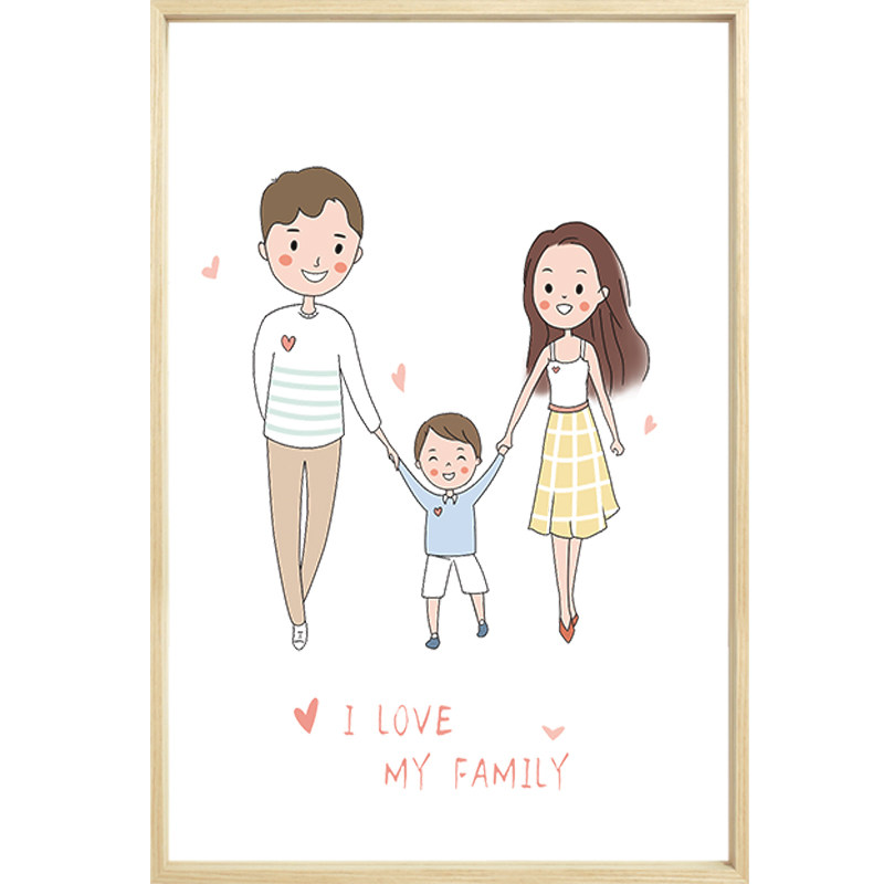 起贝四口客厅家庭挂画卧室温馨装饰画透明现代现代装饰画