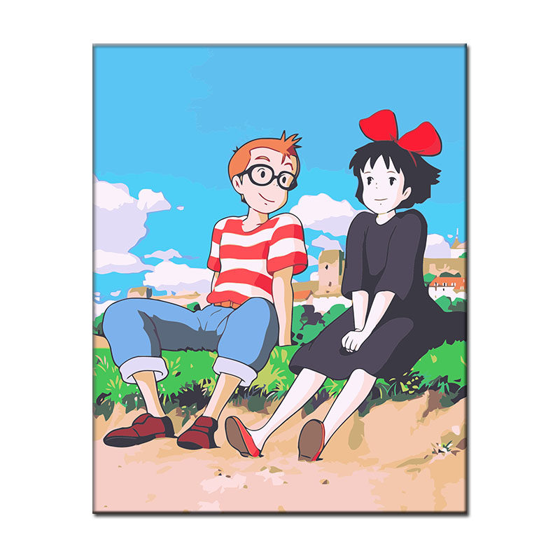 千与千寻diy数字油彩彩画宫崎骏动漫动漫龙龙猫填色diy