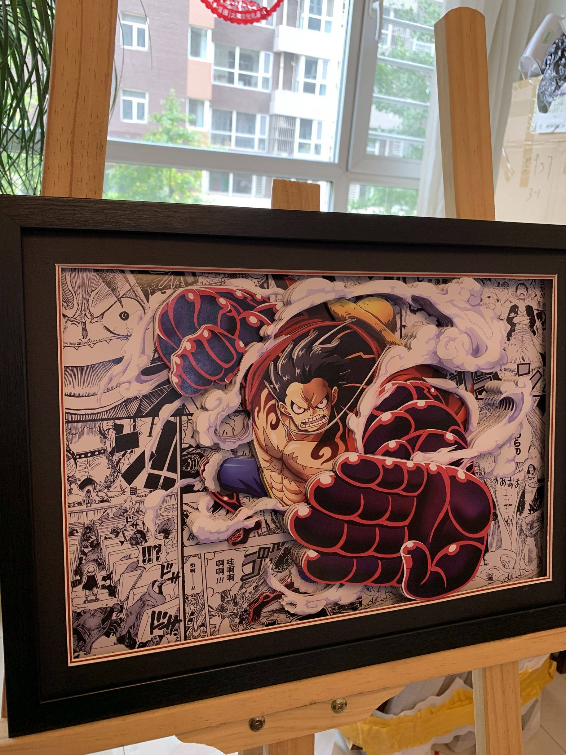 立体画海贼王路飞4档漫画纸艺3d装饰画带框沙画
