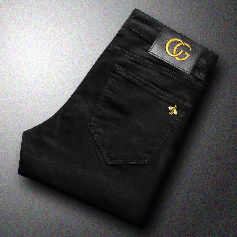 纯黑色牛仔裤男春夏季弹力修身小脚休闲时尚百搭青年潮牌中腰长裤