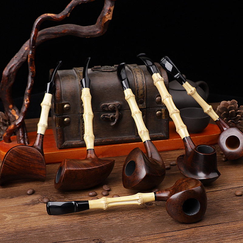 烟斗石楠木实木烟草烟丝烟袋旱烟烟锅老式过滤烟斗
