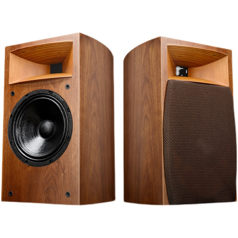 音源电器最新进口木号角高音八寸低音实木皮书架hifi发烧胆机音箱