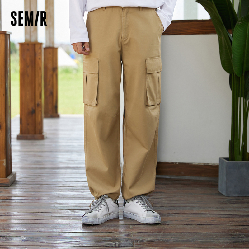 森马休闲裤男2022秋季新款宽松潮牌基础复古港风工装男生直筒长裤