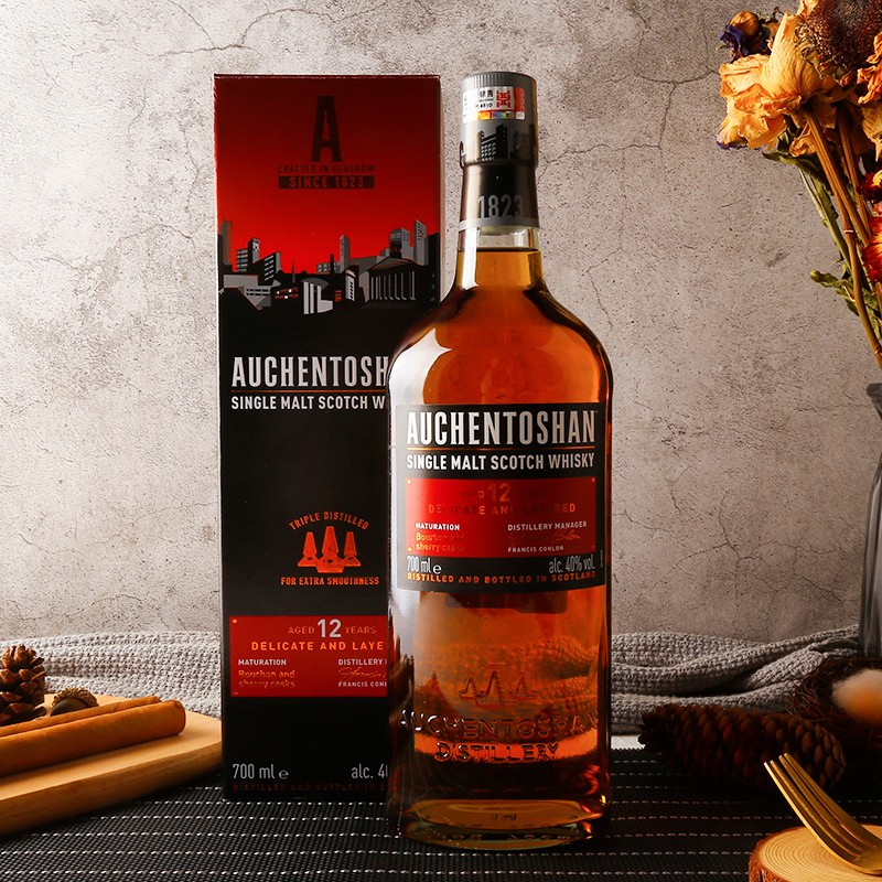 欧肯特轩auchentoshan3桶苏格兰单一麦芽威士忌洋酒12三桶18年