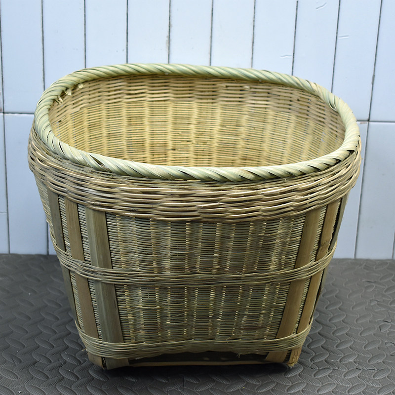 竹编果盘头层皮箩萝框筐收纳挑旦担复古装饰表演果盆