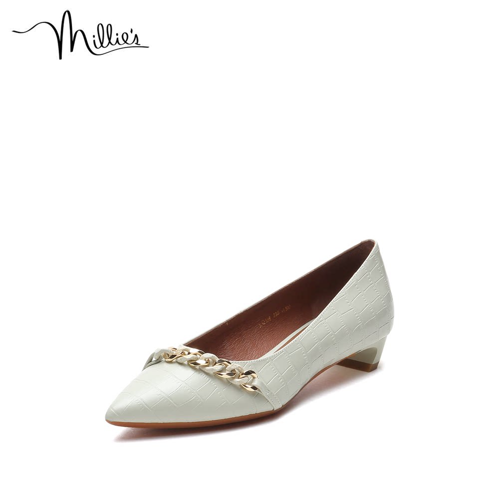 millie妙丽2021商场同款牛皮时尚通勤低跟女单单鞋