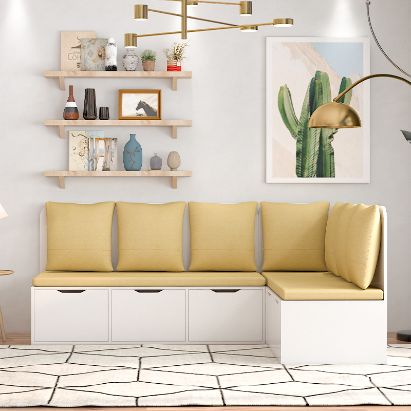 定制制卡座家家用餐厅靠墙布艺沙发客厅现代简约抽屉布艺沙发