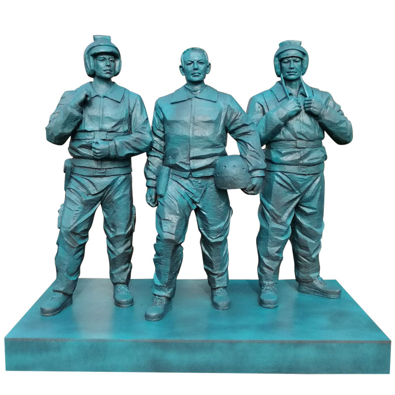 军人铜雕雕塑玻璃钢仿铜雕像现代空军铸铜部队摆件