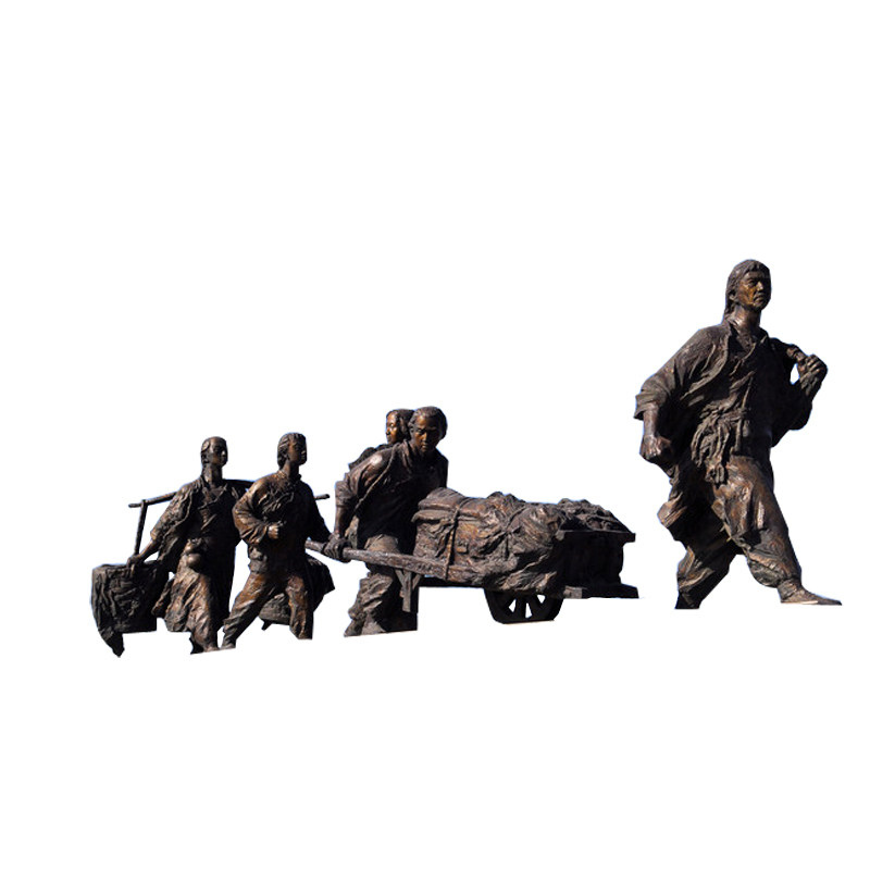 雕塑户外仿铜民国时期闯关东人物推车民俗小品装饰摆件