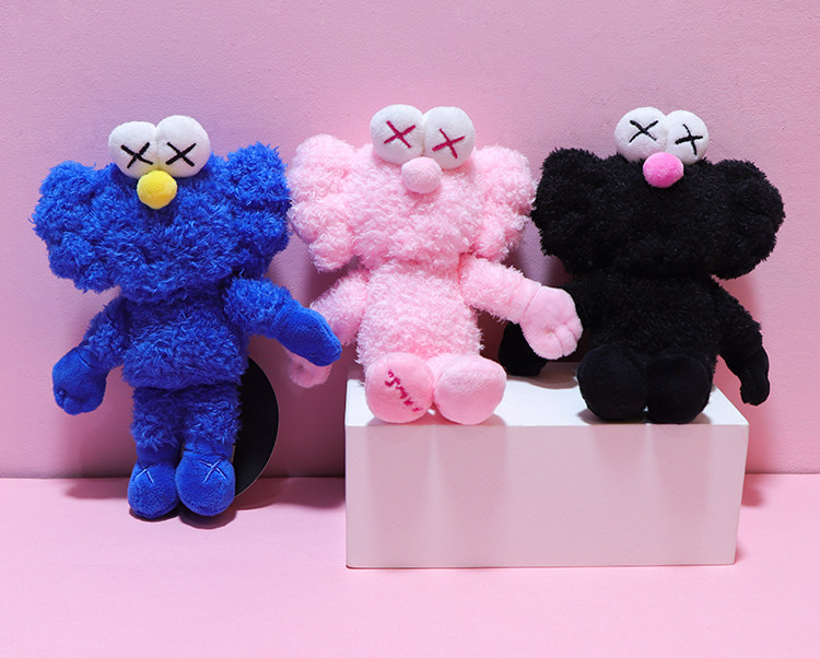 ins网红kaws x bff公仔玩偶芝麻街潮玩偶毛绒玩具钥匙扣包包挂件 - 梦