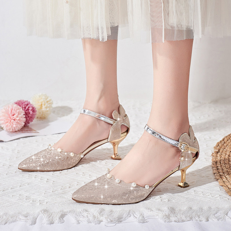 女童皮鞋公主儿童高跟鞋尖头小女孩走秀礼服水晶鞋皮鞋