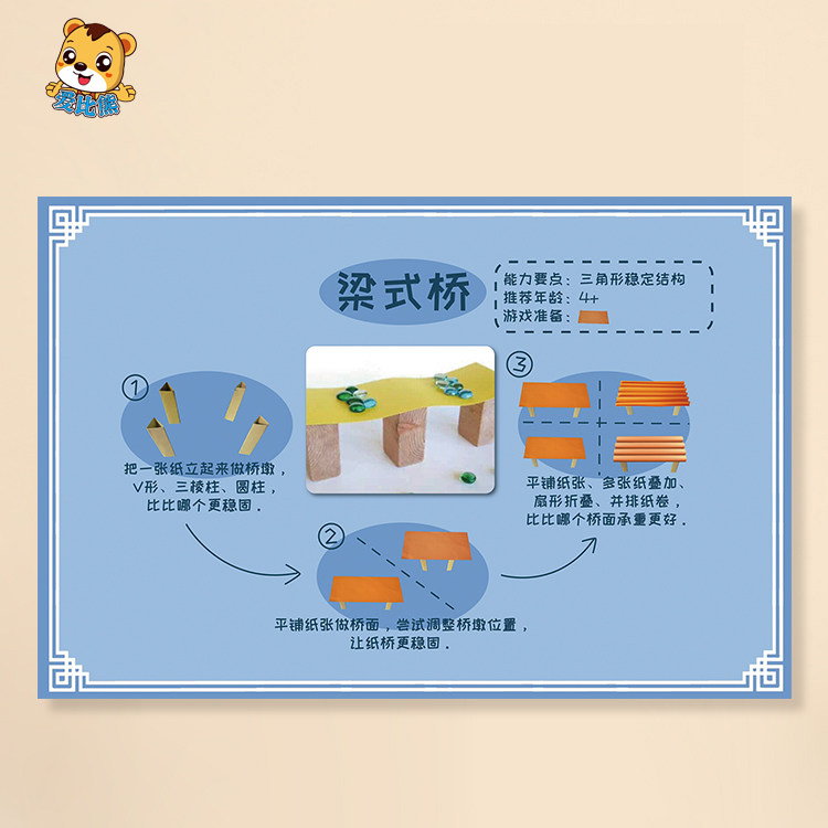 幼儿园操作益智区环创装饰建构揭秘之纸桥悬索梁墙贴