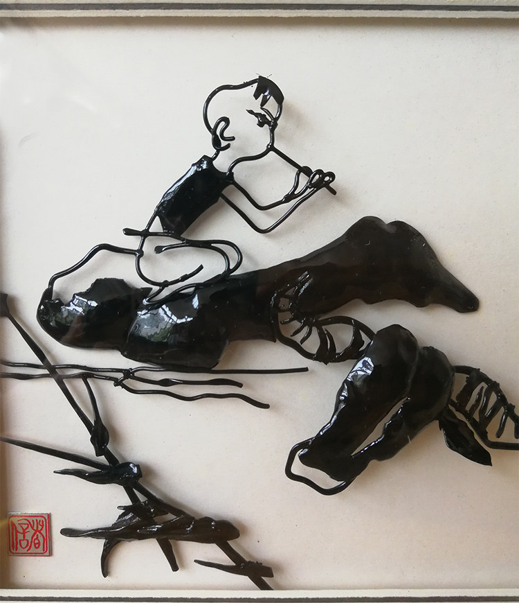 铁画芜湖牧童摆件金属金属工艺工艺品手工创意家居储氏铁画