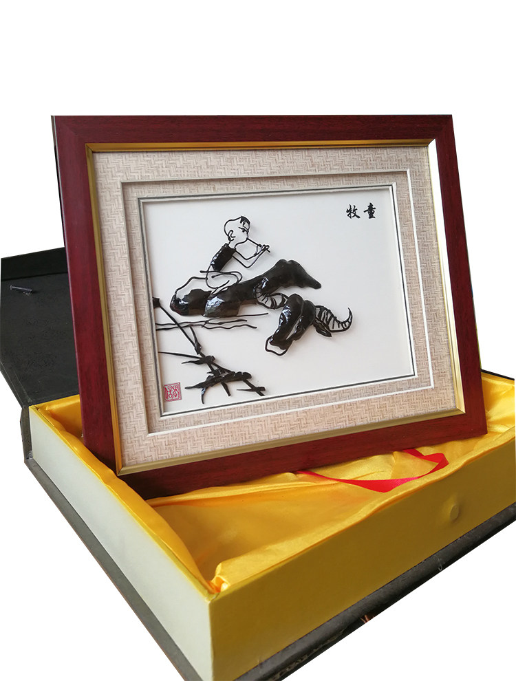 铁画芜湖牧童摆件金属金属工艺工艺品手工创意家居储氏铁画