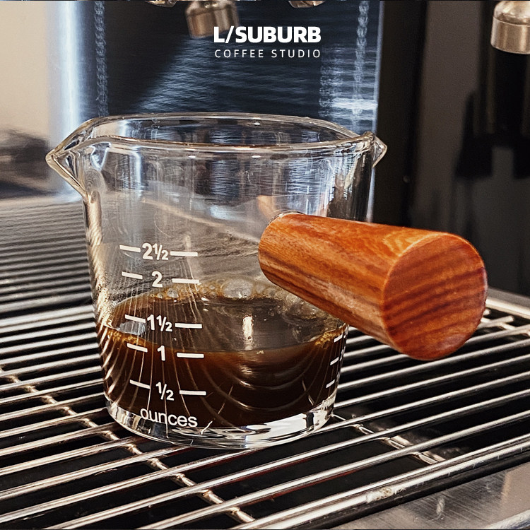 木柄刻度意式浓缩玻璃盎司量杯shotespresso咖啡咖啡杯