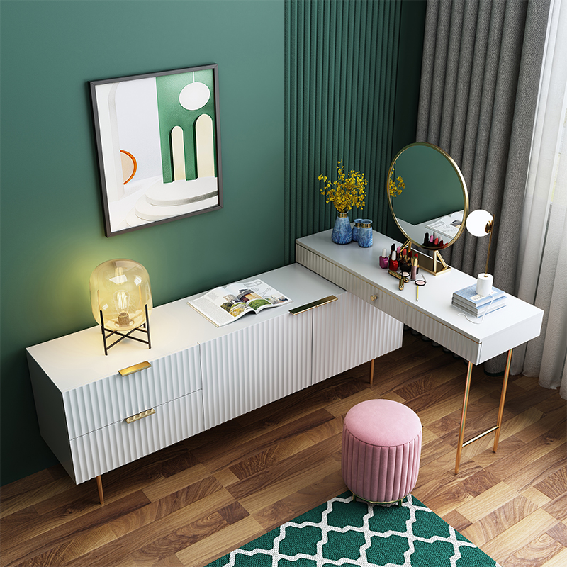 电视柜卧室高款书桌组合超薄多功能轻奢梳妆台电脑桌电视柜