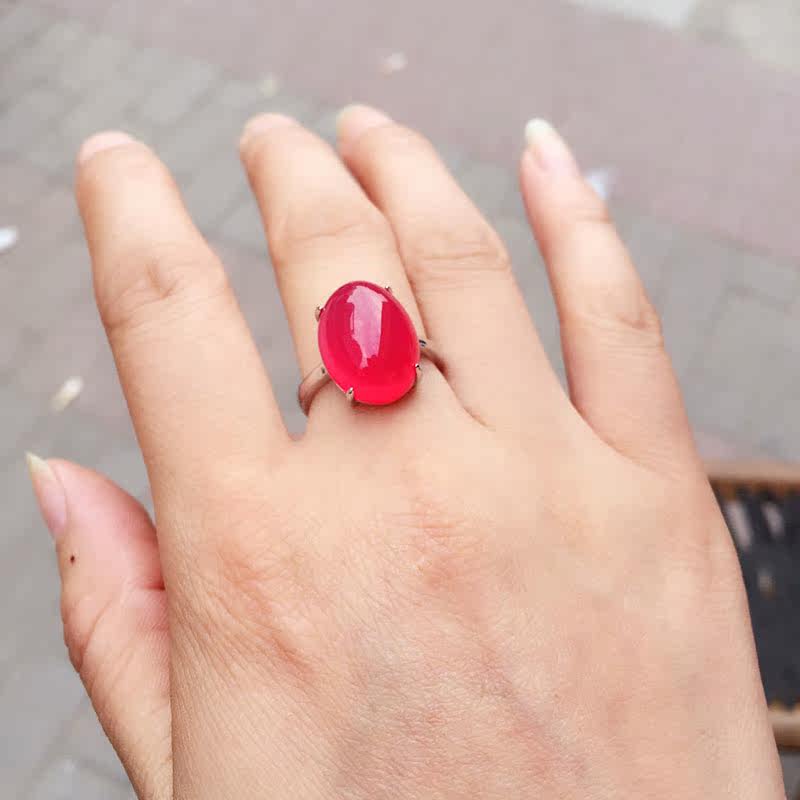 天然阿根廷红玉戒指中国红日日韩女款戒指