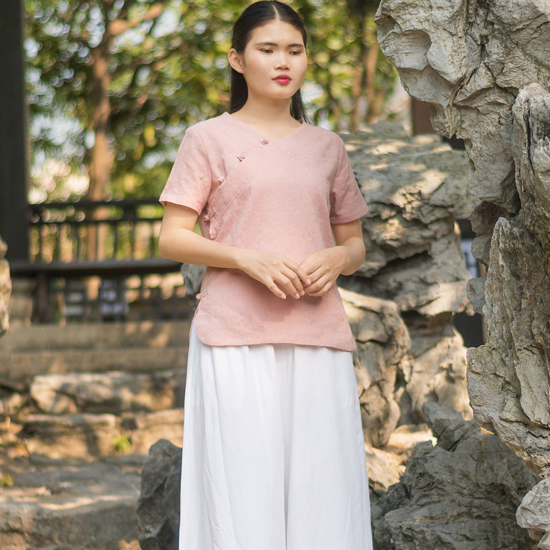 禅意禅修女中国风佛系居士服禅套装棉麻女装上衣