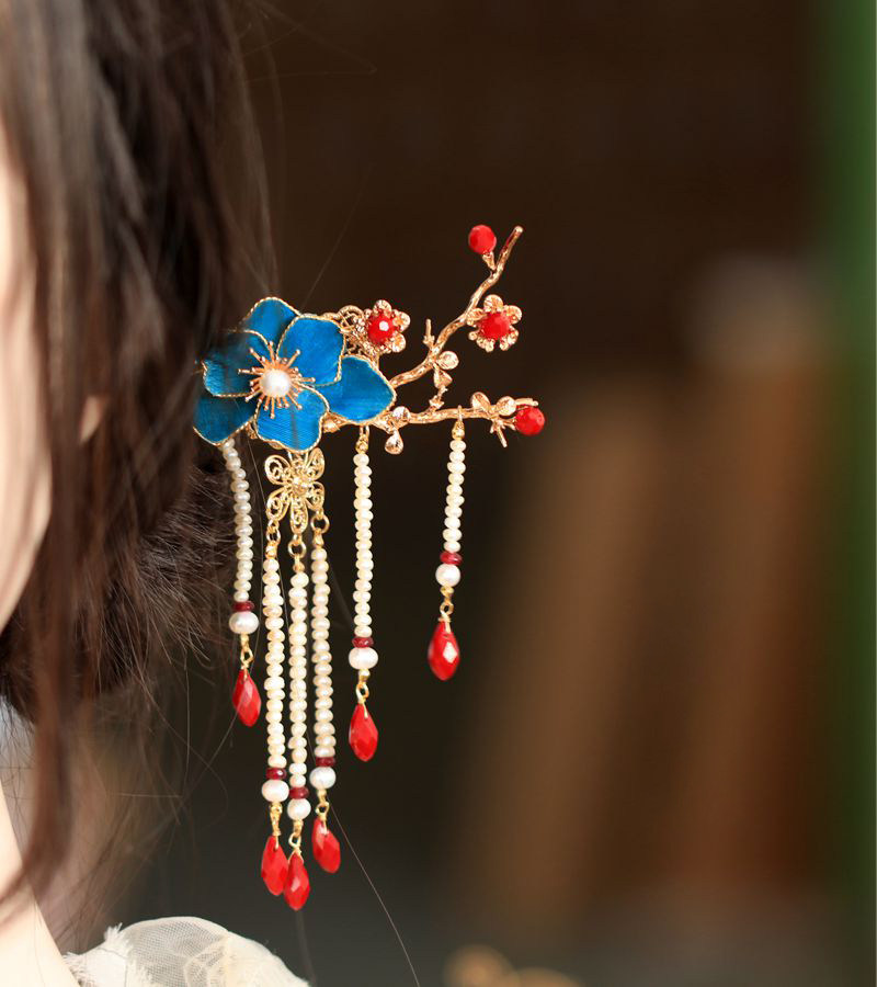 点翠发簪流苏步摇发饰中国国风复古旗袍配饰发饰