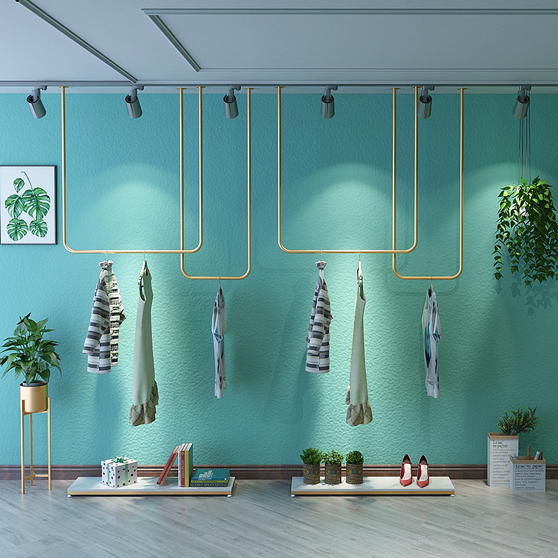 衣架服装店展示展示架架上吊杆悬挂吊挂吊顶婚纱服装展示架