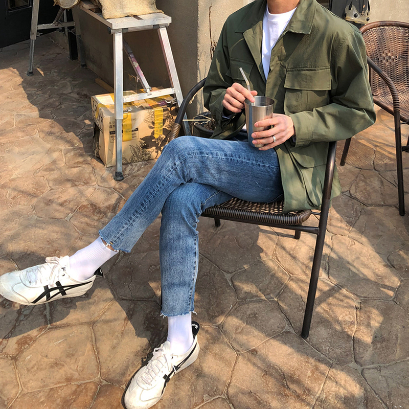 秋季新款衬衫男士长袖韩版潮流帅气休闲复古免烫衬衣外套港风日系