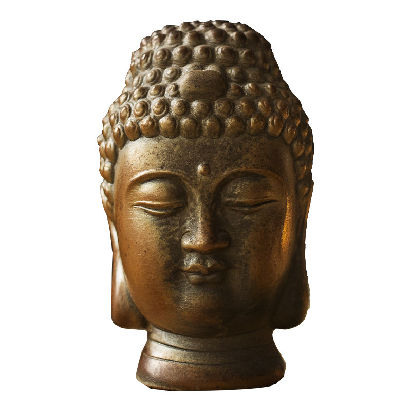 向美柴烧手工如来佛头茶摆件精品可养柴窑茶玩茶宠摆件