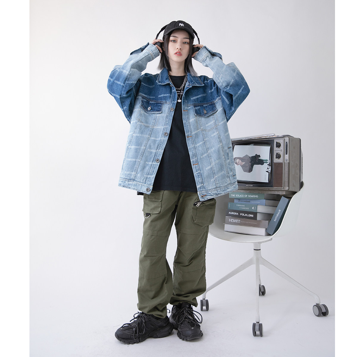 d9牛仔外套宽松短款oversize国潮2021年新款春秋短外套