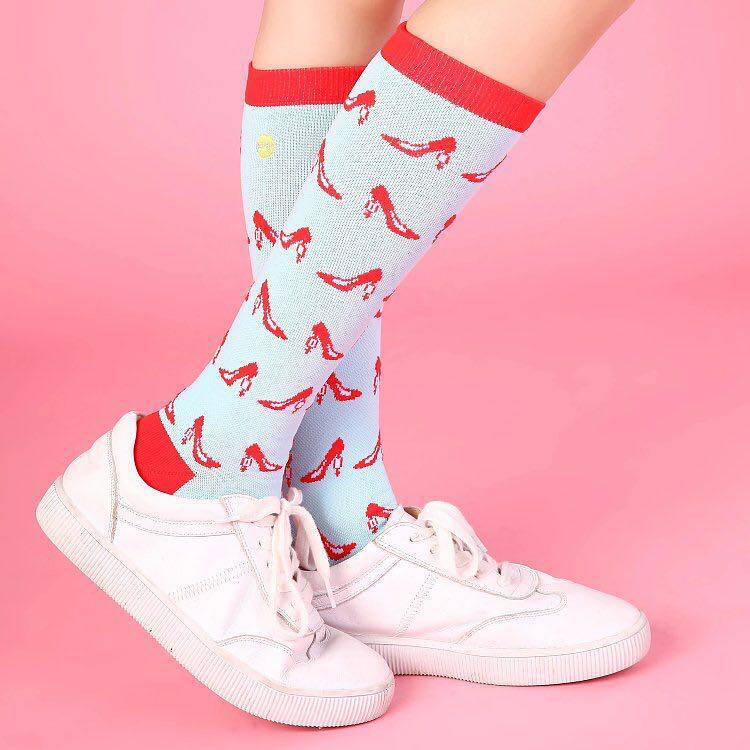 powwful运动压缩袜女马拉松跑步网球肌能袜健身高运动袜