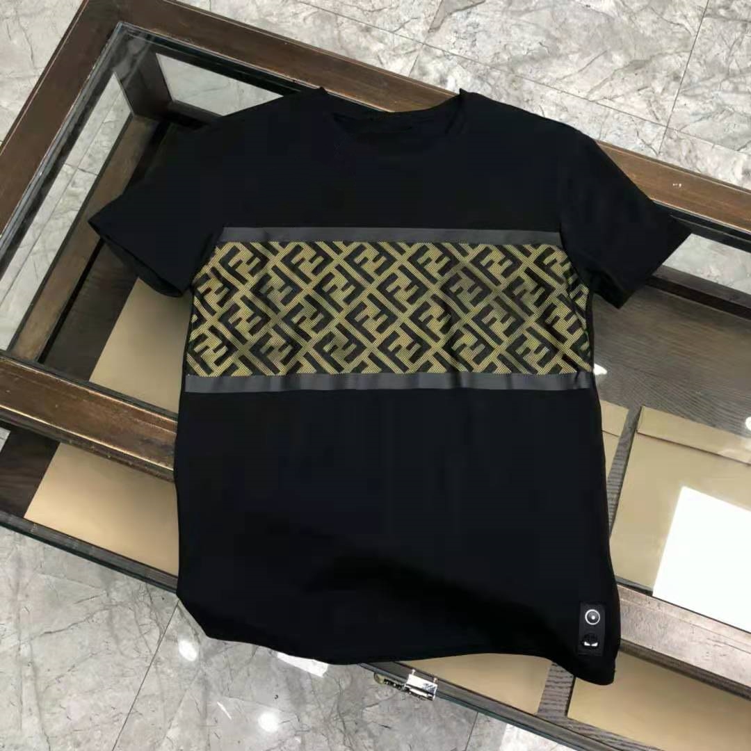 2022夏潮字母满印小怪兽眼睛绣标男短袖圆领修身T恤打底衫丝光棉