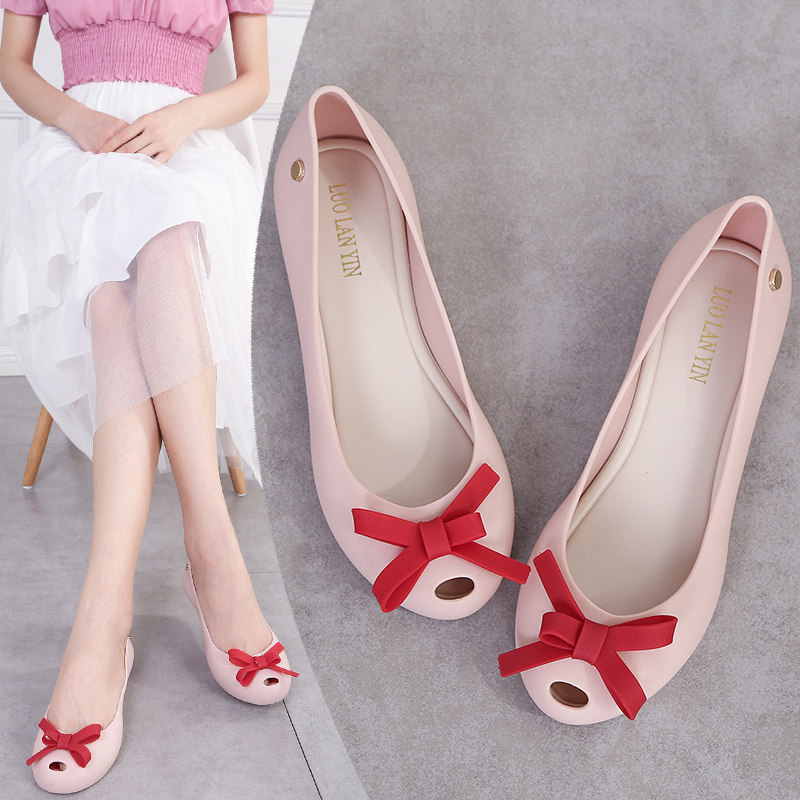 罗兰茵沙滩旅游鞋软底塑胶平底鞋鱼时尚简约凉鞋鱼嘴时装凉鞋