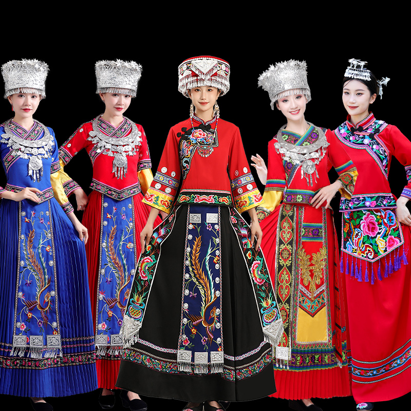 56个少数民族服装女款长裙苗族演出服云南服饰壮族民族服装