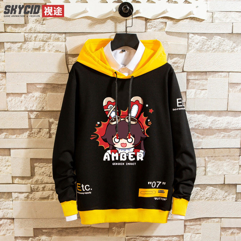 原神动漫派蒙可莉联名安柏二次元衣服男女情侣卫衣