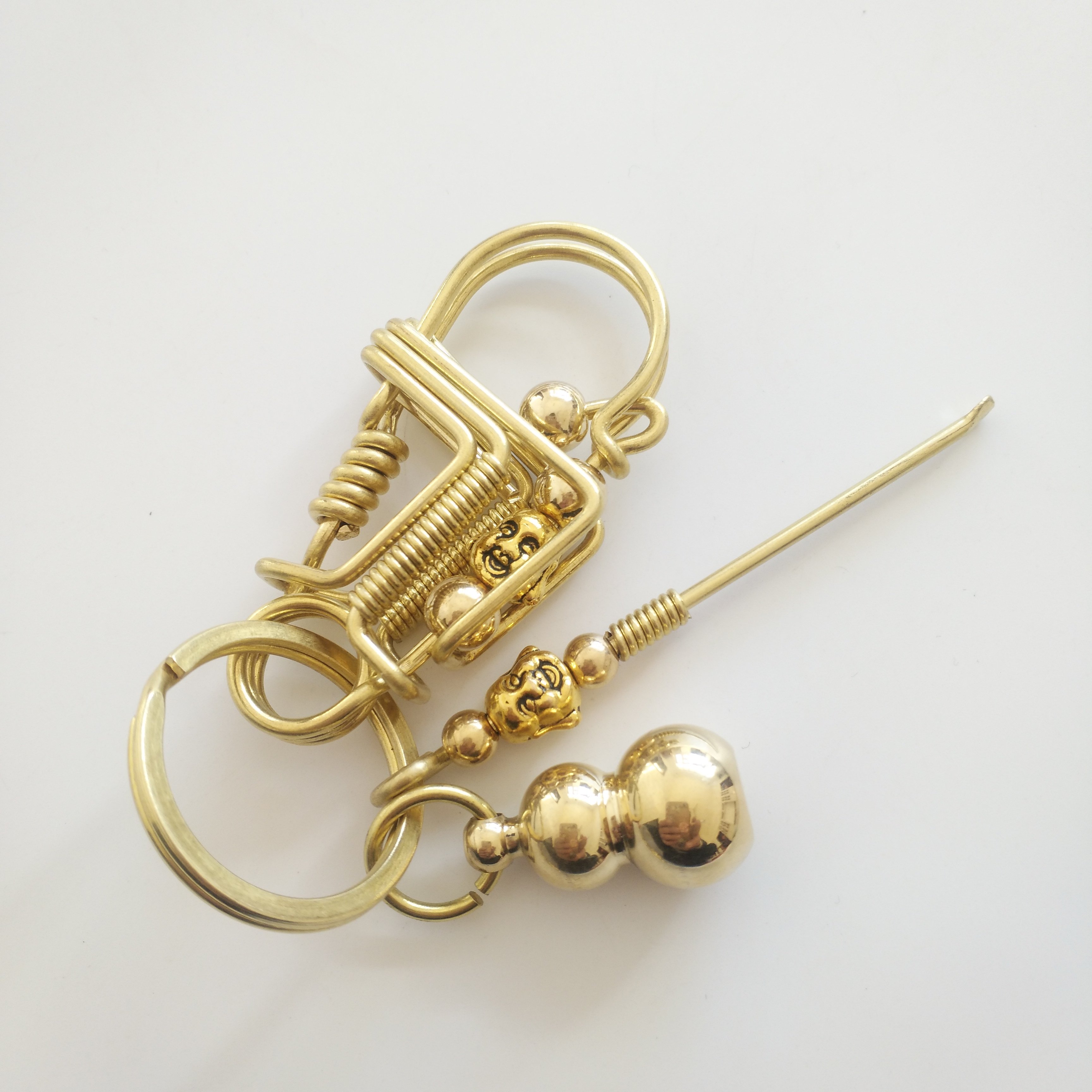 抖音钥匙扣男士网红小鸟自制钥匙链环圈黄铜丝手工纯手工腰挂挂件