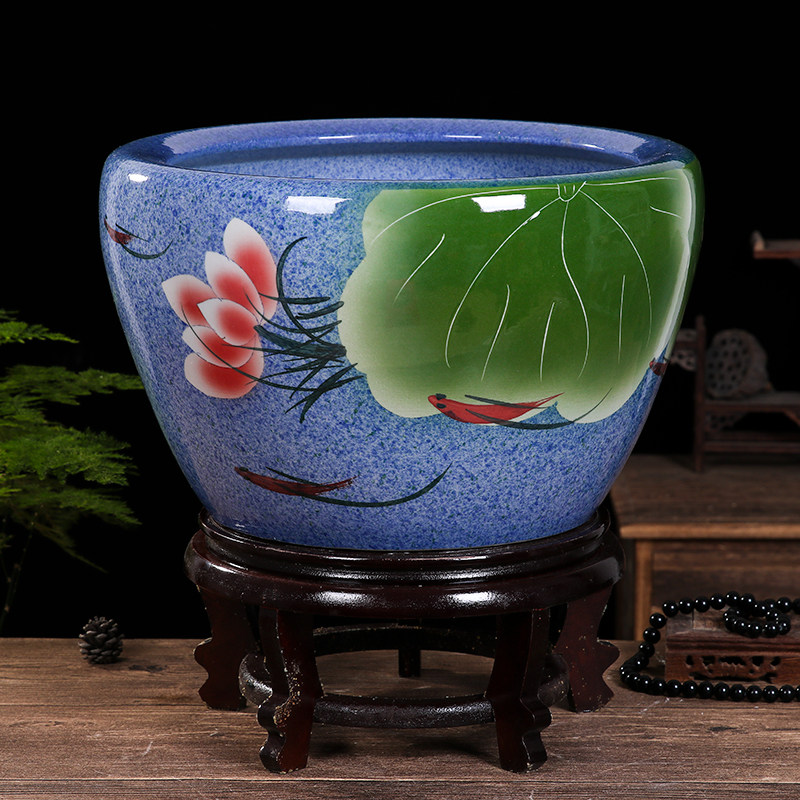 景德镇鱼缸陶瓷睡莲金鱼荷花特大号养鱼锦鲤乌龟桌面缸