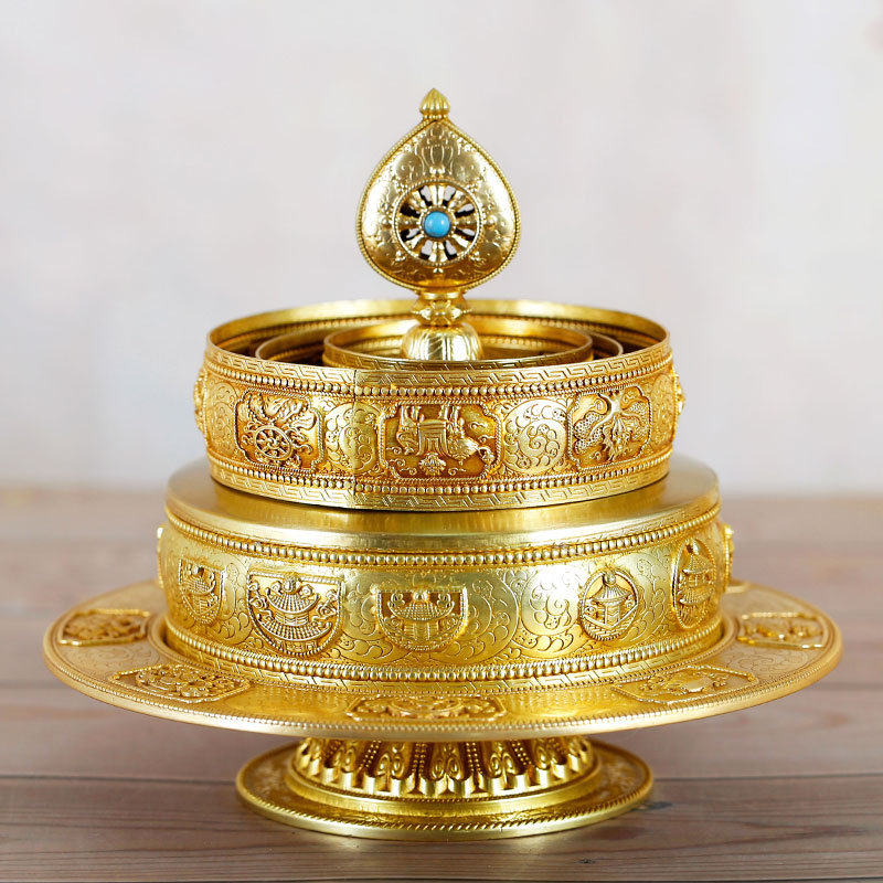 曼扎盘慧宝纯铜供佛八吉祥雕花三十七供修曼茶罗曼达藏族曼扎盘