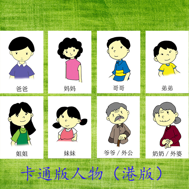 人物名称称呼性别认知识别塑封卡片玩具挂图