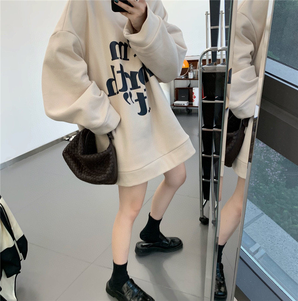 韩国东大门21aw杏色色加套头卫衣女韩版宽松慵懒卫衣