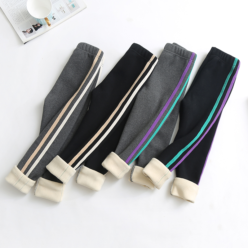 女童加绒打底裤冬季2021宝宝加厚保暖棉裤外穿儿童三层童裤中小童