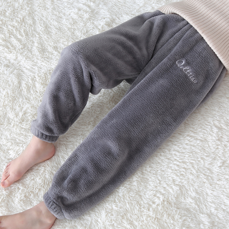 儿童暖暖裤冬季加绒加厚小宝宝保暖裤男童珊瑚绒睡裤外穿女童裤子