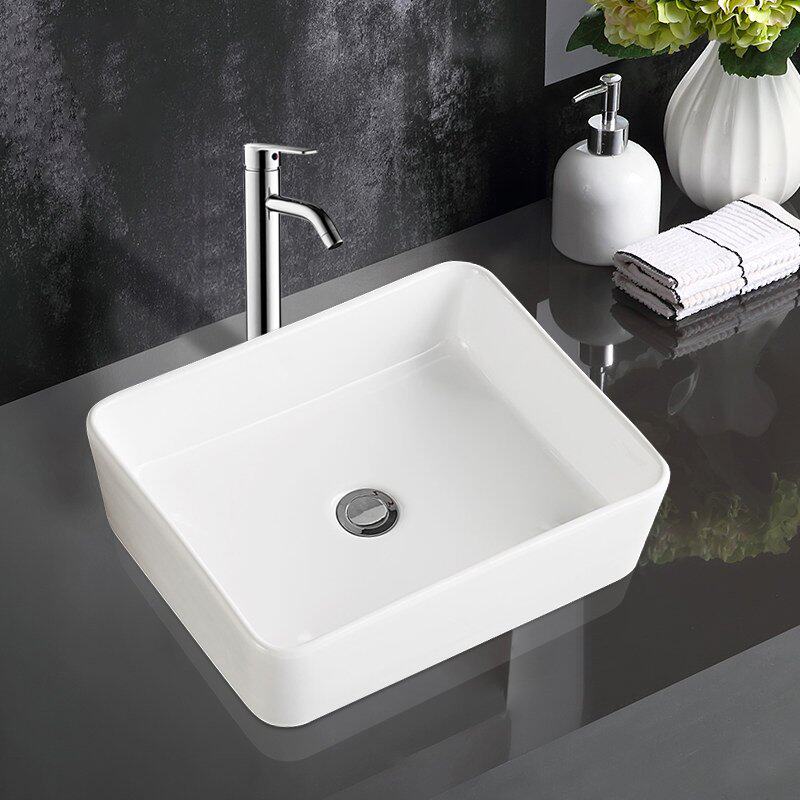家用卫浴台上艺术盆无水孔洗手盆方形圆形白色台上盆