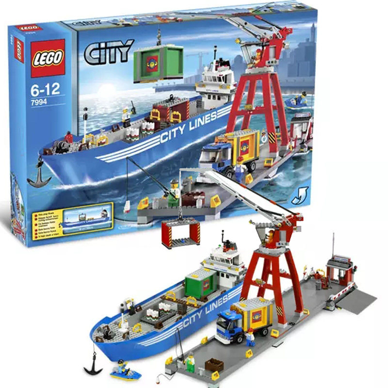 lego乐高城市系列超级货运港口码头7994运输船建构