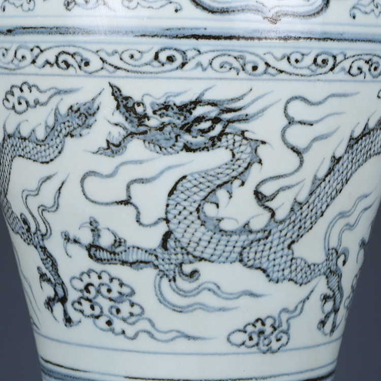 大明洪武青花龙凤纹梅瓶仿古瓷器古董古玩收藏花瓶